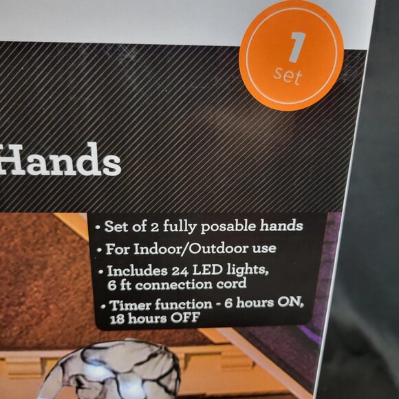 3ft Giant Lighted Skeleton Hands House Decor Halloween New In Box Posable Timer - Picture 6 of 6